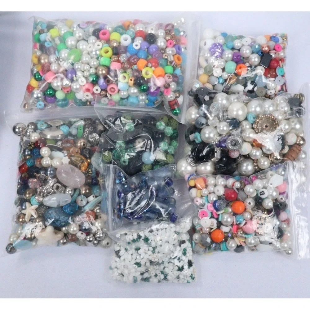 Bulk Mixed Lot Beads 2 lbs Bead Soup Vtg & Modern Jewelry Finding Crafting